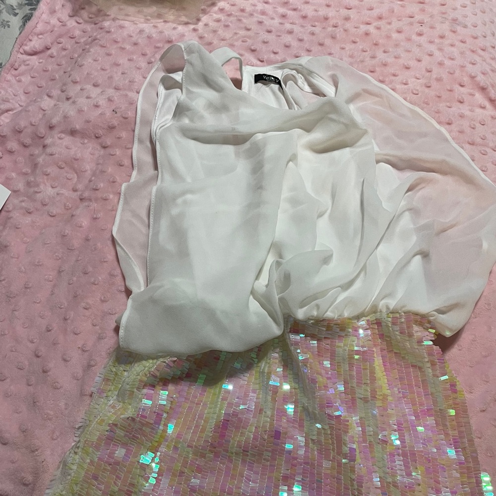 White sequined party dress